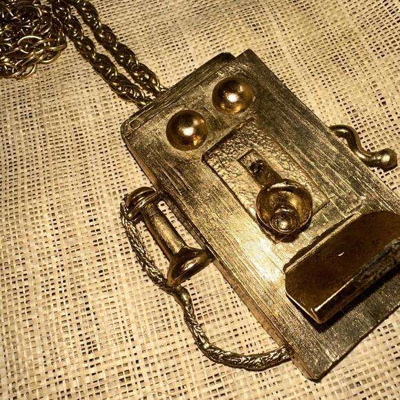 VTG 1970's Amazing Counter Culture Phone Gossip Telephone Necklace Artsy Boho - Picture 6 of 9